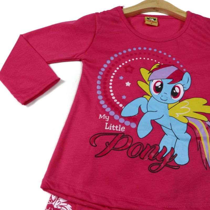 SETELAN BAJU ANAK PEREMPUAN SIKUNING MOTIF LITTLE PONY 2-6 TAHUN NEW