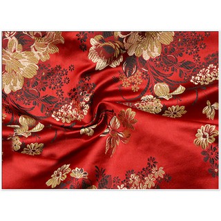 Kain Bahan Satin Damask Jacquard Warna Merah Untuk Kostum 