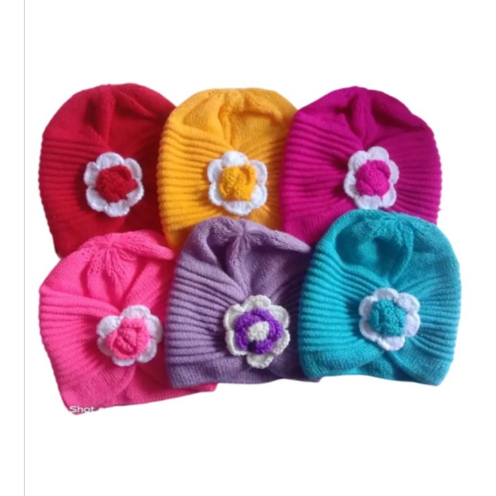 Turban Rajut Bunga Bayi Perempuan/Topi Bayi Lucu/Topi Bayi Lucu Model Terbaru