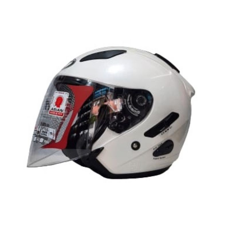 Helm KYT GALAXY FLAT R Plain White Putih Glossy Double Visor Half Face