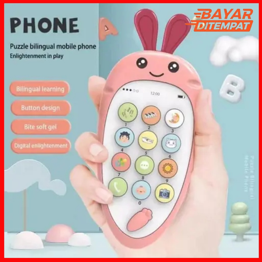 Mainan maenan bayi 3 4 5 6 7 8 9 Bulan 1 tahun perempuan laki laki Handphone Rabbit Mobile Phone Mai