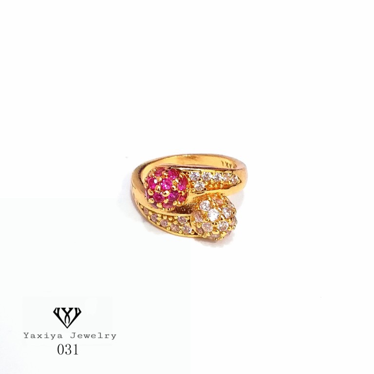 

Yaxiya (anting kalung gelang) Cincin Permata Perhiasan Lapis Emas 18K 031