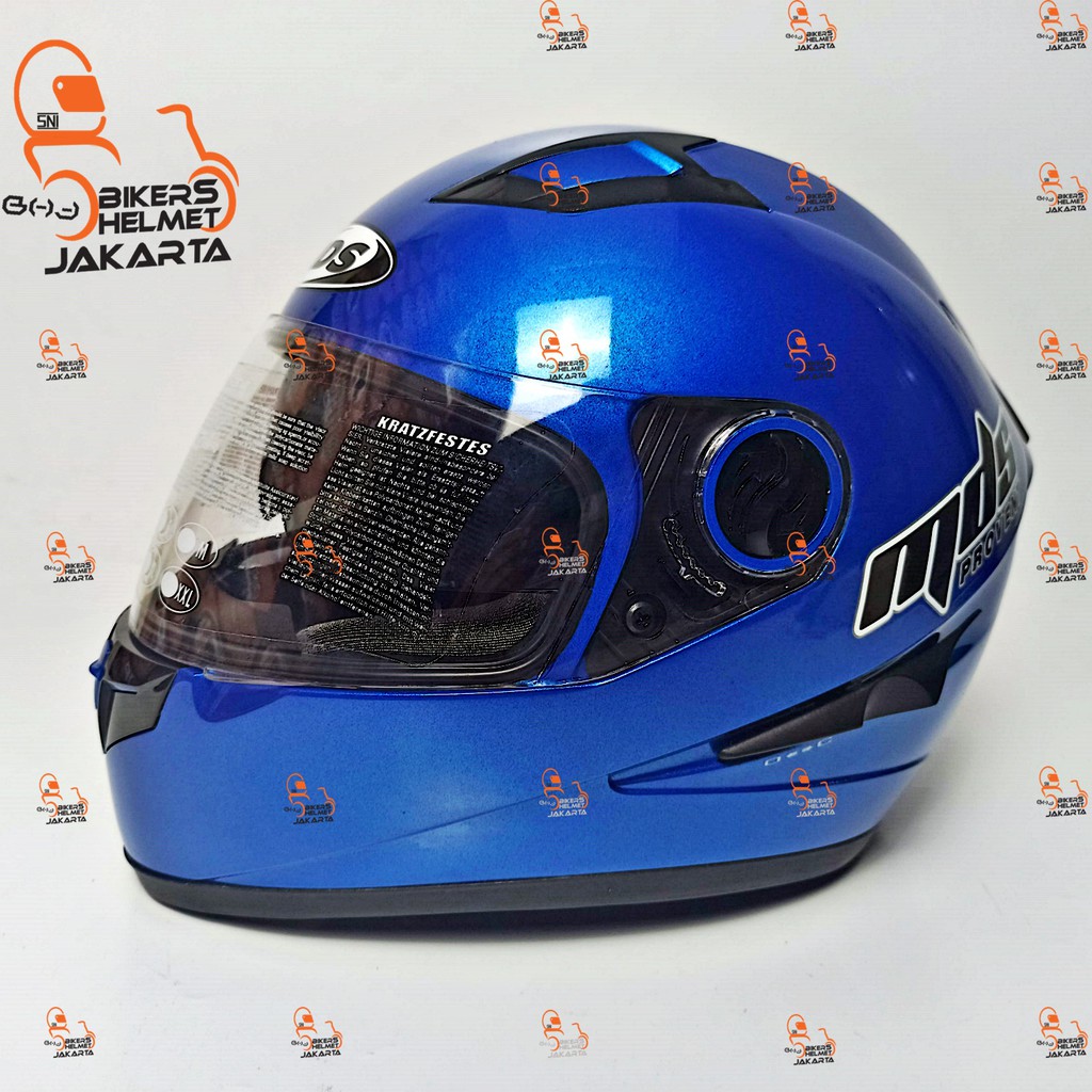 MDS HELM PROVENT SOLID CYAN BLUE DOUBLE VISOR FULL FACE