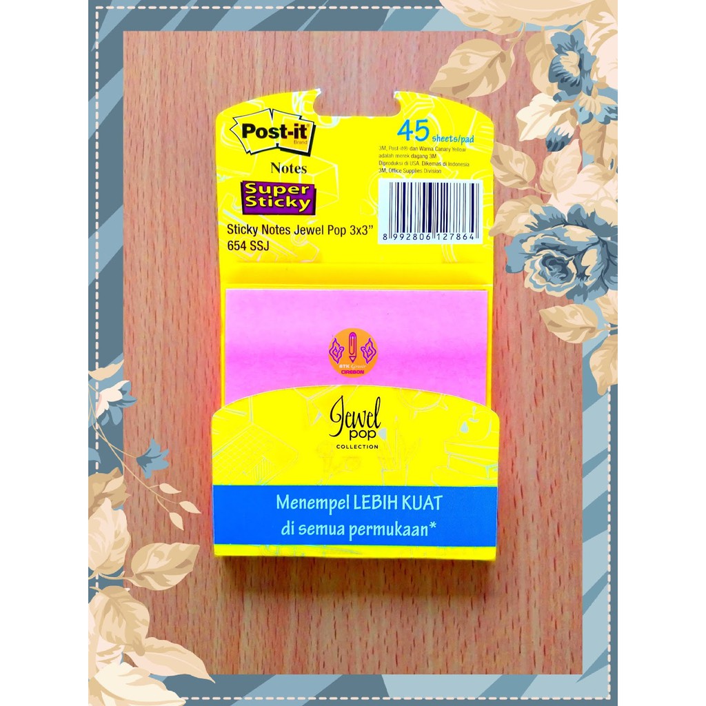 

Kertas Memo Warna 3M 654 Post It Super Sticky Jewel 45L Pink