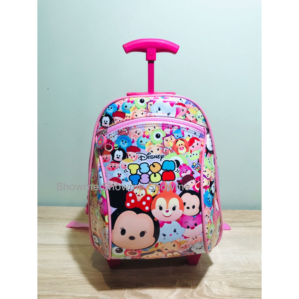 SHOWME TAS TROLI - TROLLEY DORONG ANAK SEKOLAH PAUD - PLAY GROUP - TK KARAKTER PEREMPUAN SUM SUM FUCHSIA CUTE - BATOK GAMBAR BUSA KERAS