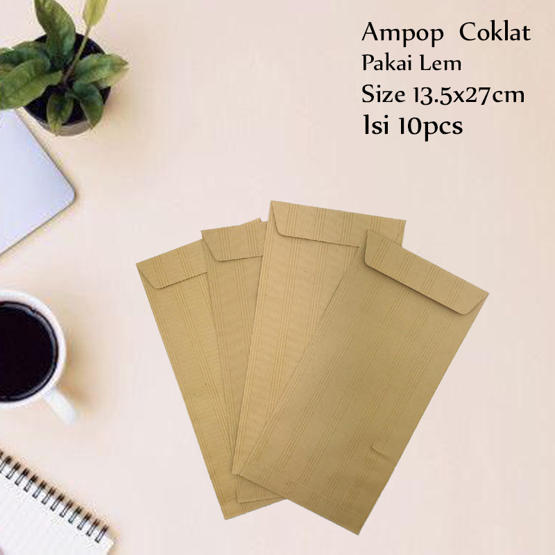 * Kiky * Amplop Coklat * Dengan Lem * 304 * 13.5x27cm * 10 pcs