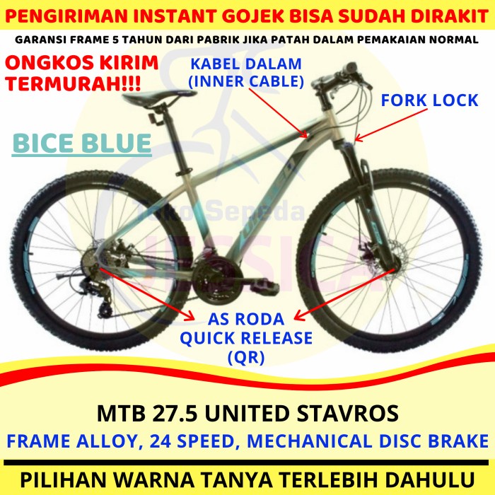 Sepeda Gunung MTB 27.5 United Stavros - BICE BLUE