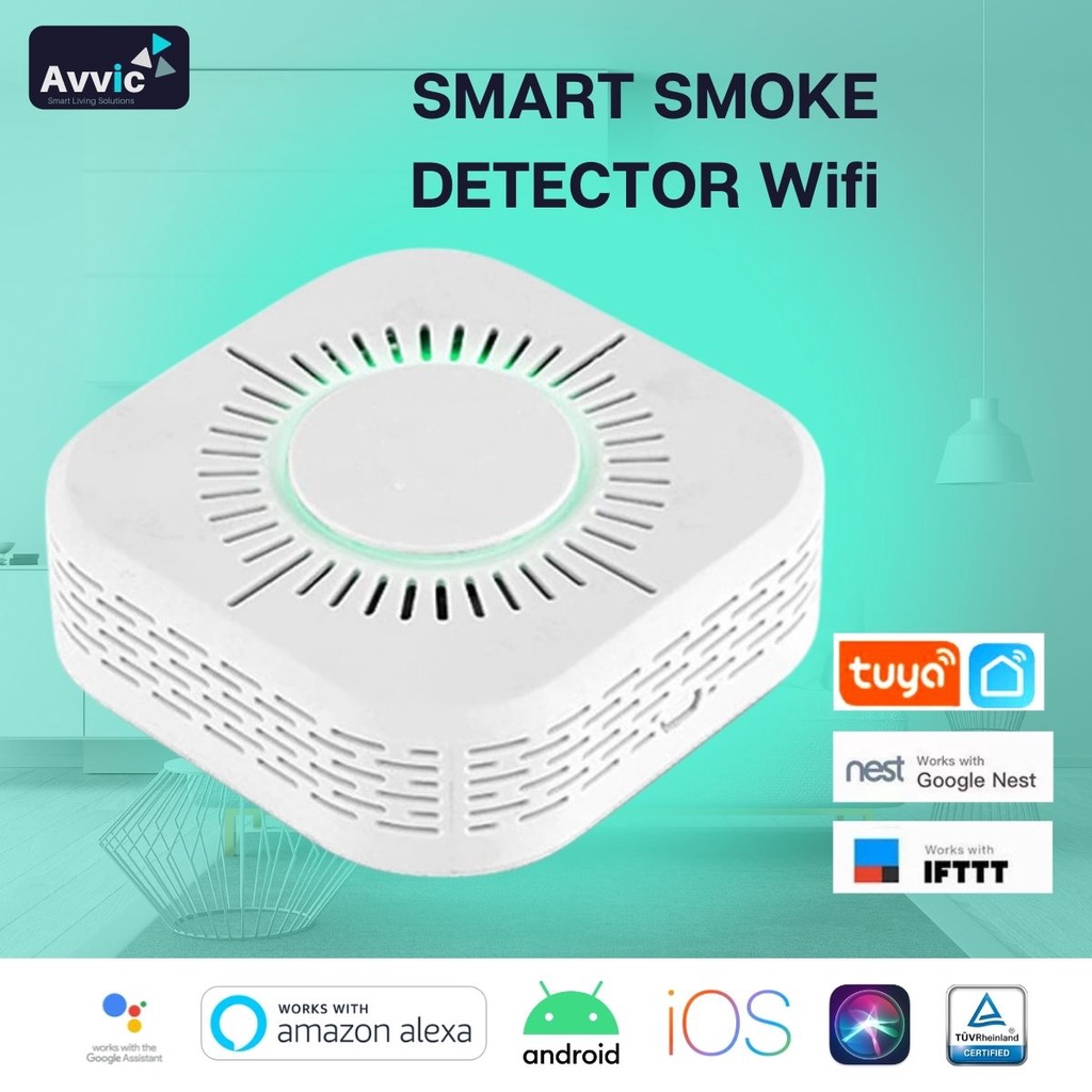 Smart Smoke Detector Photoelectric Wireless Fire Alarm Sensor Detektor Asap Kebakaran