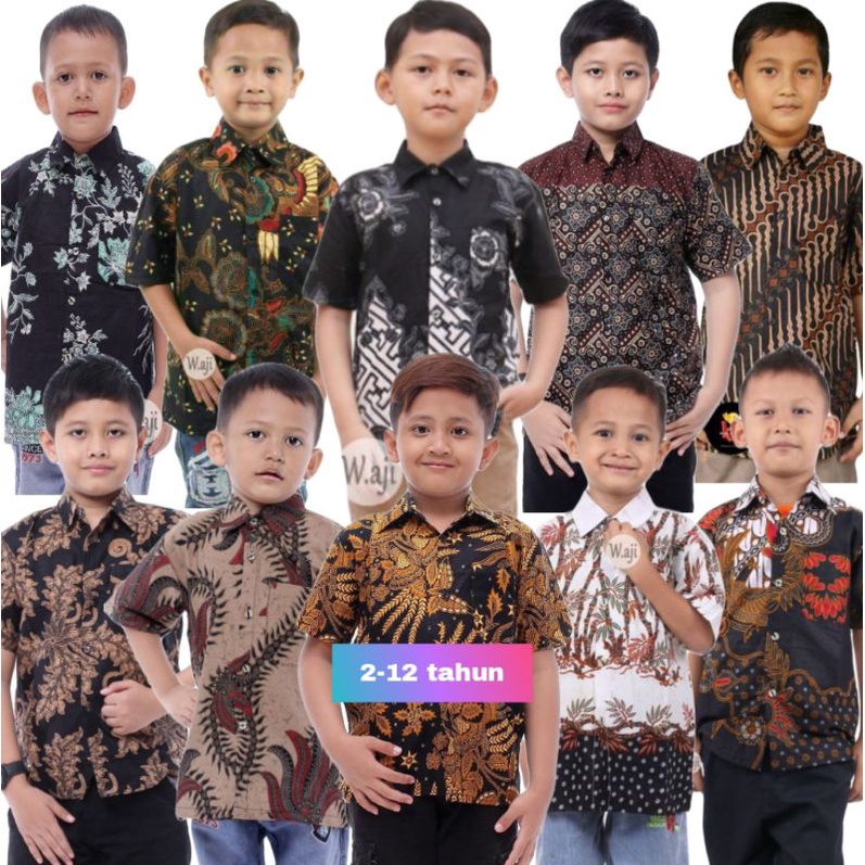 Hem batik anak umur 2 Sampai 12 tahun/kemeja anak lengan pendek/baju anak lengan pendek