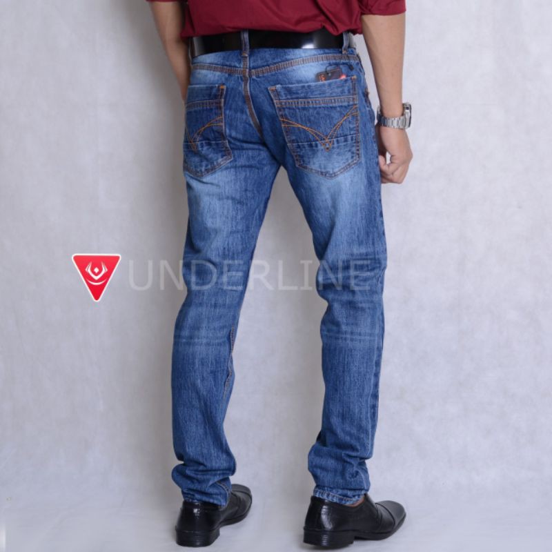 celana jeans reguler pria sobek laser / jeans reguler pria sobek laser / reguler original produk