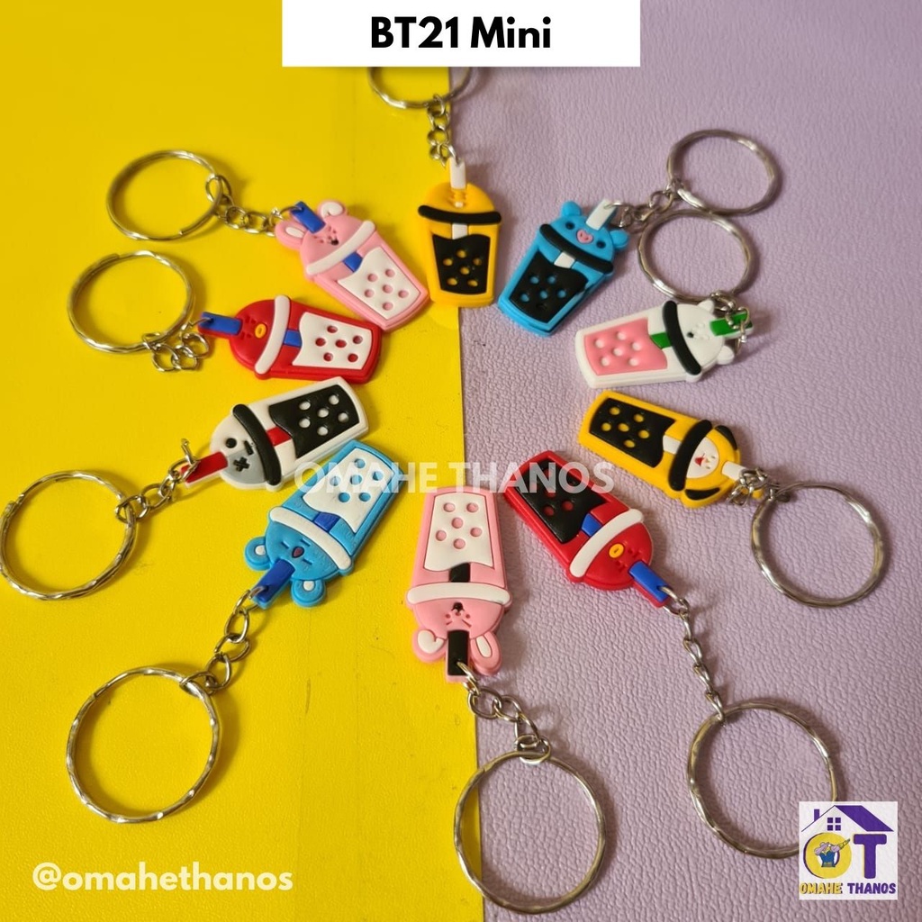 Aneka Gantungan Kunci Viral BISA PILIH MOTIF/gantungan replika miniatur snack/icecream/minuman/mie cup/samyang/boba/ganci snak/snek/rokok/eskrim/ganci unik/bts/gantungan kunci unik lucu murah kekinian/ganci seribuan/suvenir souvenir nikah murah-Bts bt21 mini