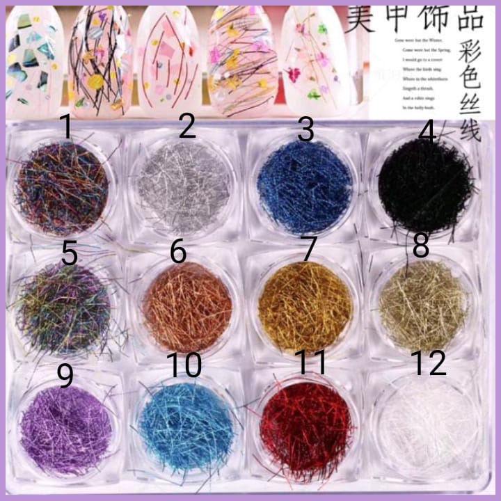 NAIL STRING KAWAT NAIL ART 12 WARNA LIDI BENANG KUKU / NAIL ACC AKSESORIS BENANG / KUKU