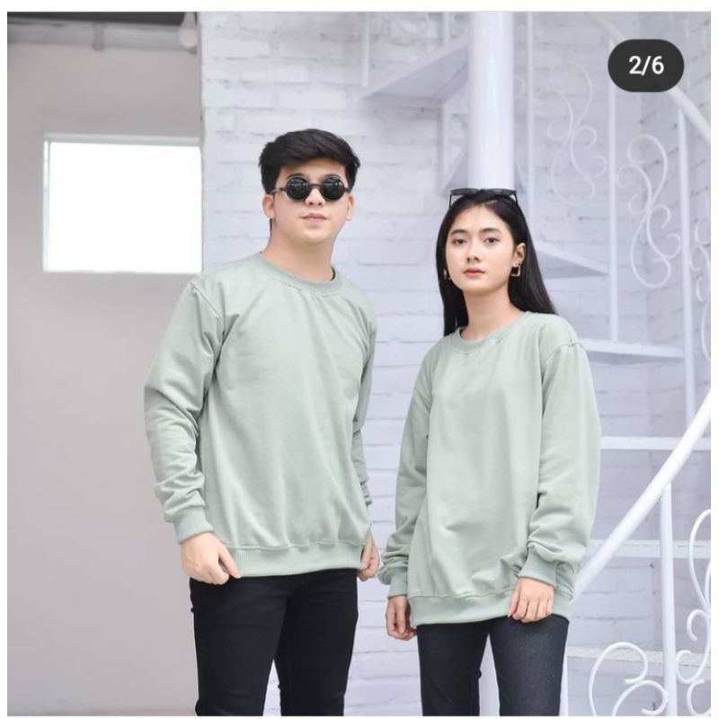 Basic Sweater Polos Fleece Unisex-Mint
