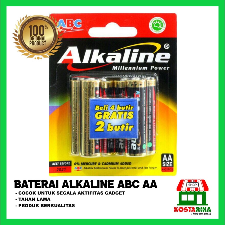 Baterai ALKALINE ABC AA Untuk Jam Dinding Dan Senter Multifungsi