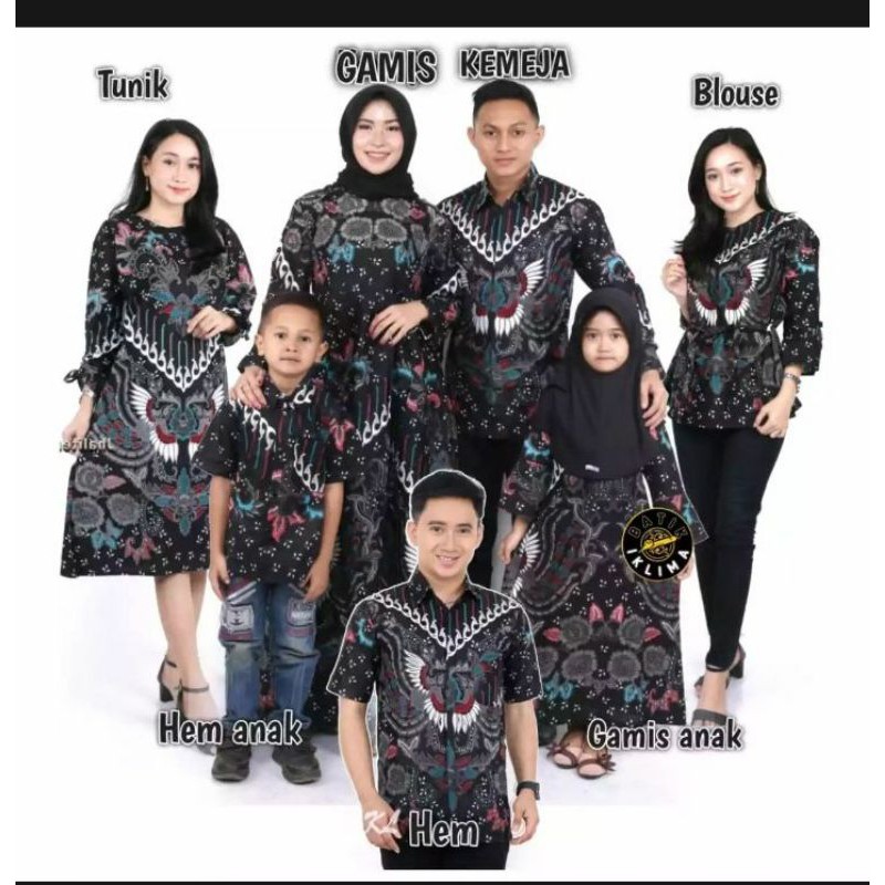 Couple Maura Ruffle Ori Ndoro Jowi Dnt Couple keluarga/ Baju Batik Keluarga Motif Kupu Hitam