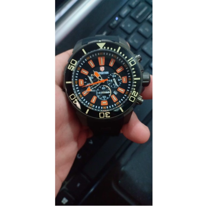 JAM TANGAN PRIA EXPEDITION E 6378 GREY BLACK RUBBER BLACK ORIGINAL GARANSI RESMI 1 TAHUN