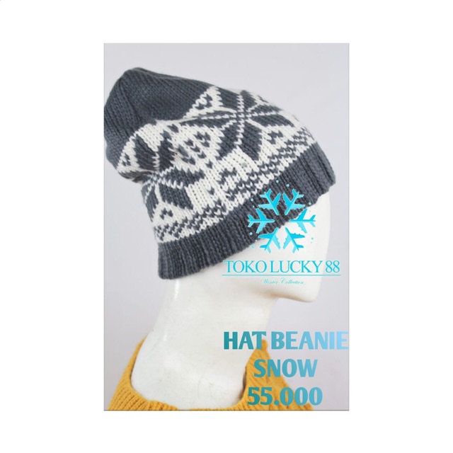 IMPORT Hat Beanie Snow Grey Topi Kupluk Abu Hat Beanie Grey Winter Musim Dingin