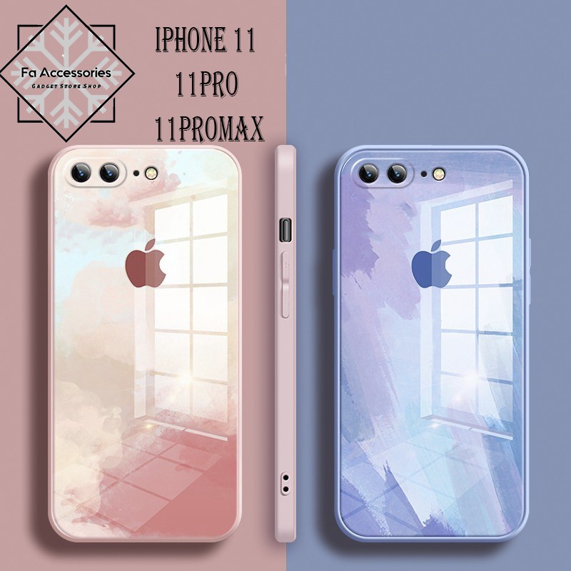 FA SOFT CASE CASING SILICONE FOR IPHONE 11 11PRO 11PROMAX PRO MAX SOFTCASE WITH LOGO TEMPERED GLASS