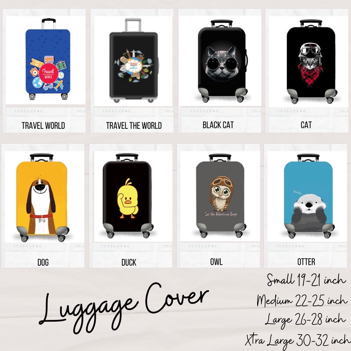 Bagtopia Sarung Cover Koper Luggage Cover Medium 22-25 Inch - Atlas,Holidaycm