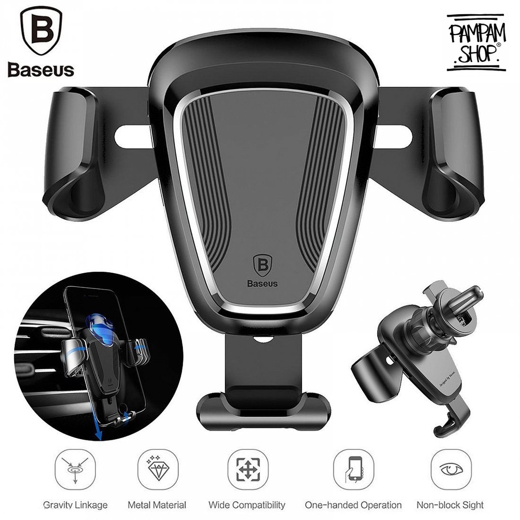 BASEUS ORIGINAL Car Holder Gravity Mount Air Vent Mobile Phone Mount Mobil Universal GPS Lobang AC