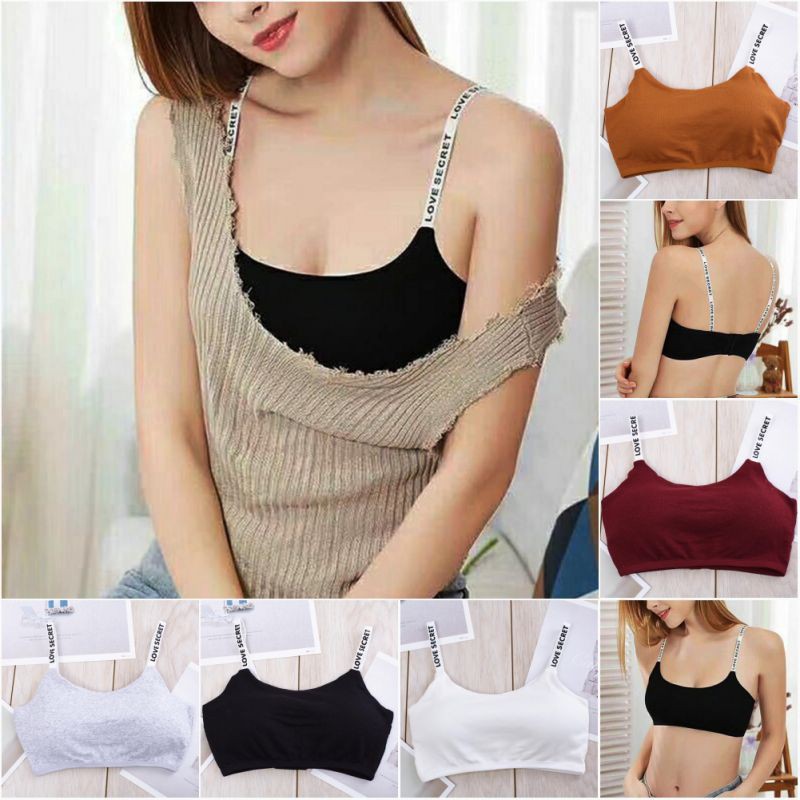 Gobra ♕ PW003 (Bahan Tipis) Bra Wanita Simple Polos Love Secret Pakaian Dalam Wanita Gym BH Workout Fashion Korea