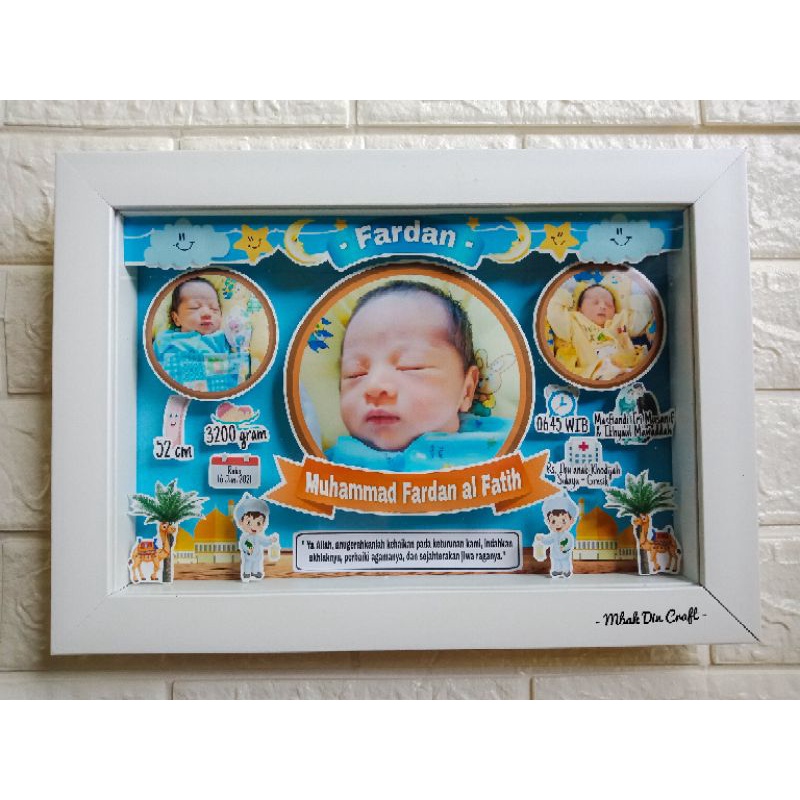 POP UP FRAME BIODATA KELAHIRAN BAYI UK. 20x30 TEMA ANAK SHOLEH