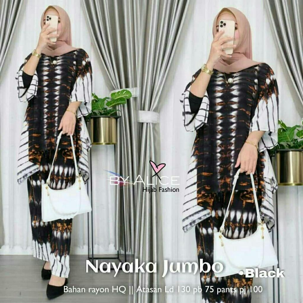 Shibori Oblong One Set Wanita Jumbo Rayon Premium Setelan Wanita Tie Dye Lengan 7/8 Set Celana Kekininan LD 135 cm