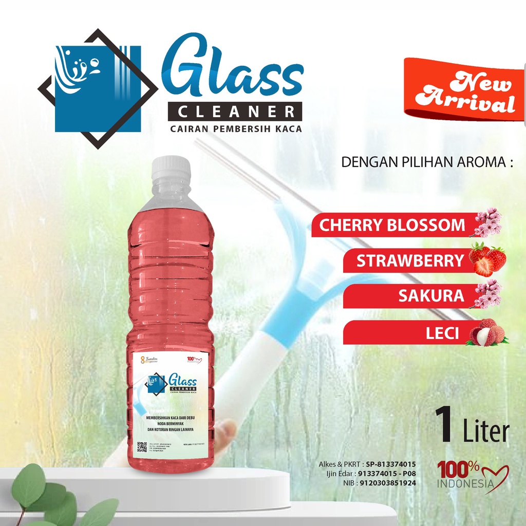 Cairan Pembersih Kaca Glass Cleaner Aroma Segar kemasan 1 Liter Botol Pet