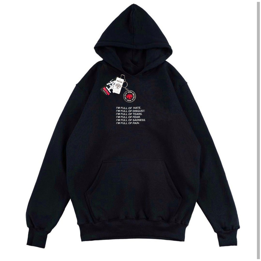 Hoodie distro warna hitam im full of hate matras mirilik.store hoodie pria hoodie wanita gaul stylis