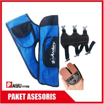 BUSUR PANAH STANDAR -  PAKET LENGKAP - AKSESORIS - QUIVER TAS ANAK PANAH LENGKAP - ALAT OLAHRAGA