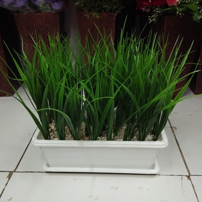 Promoo Rumput Palsu Pot Panjang Tanaman Artificial Dekorasi Shopee Indonesia