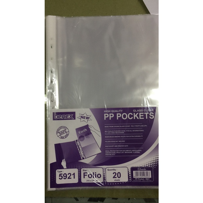

READY BINDEX PP POCKET FOLIO. SHEET PROTECTOR BERKUALITAS
