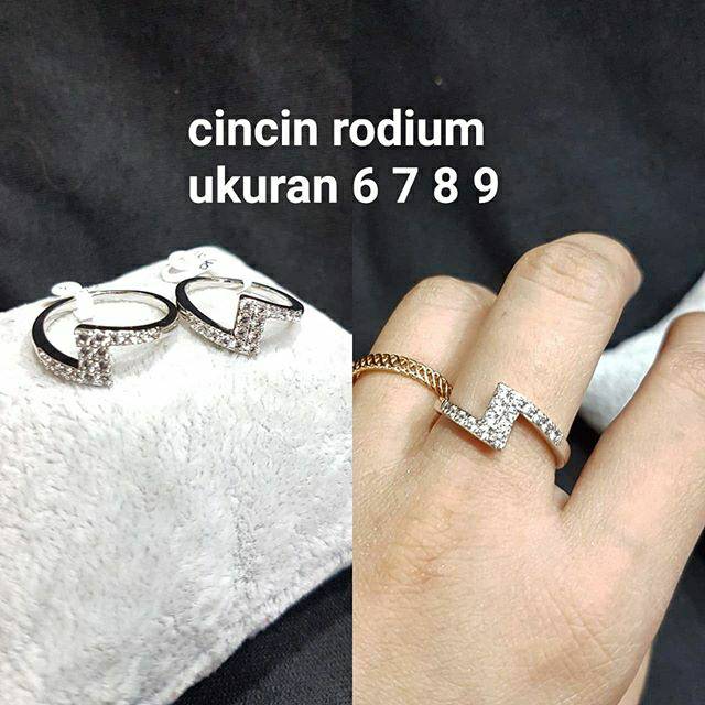 Cincin zircon premium lapis emas anti karat anti alergi Ring Zircone Silver 020