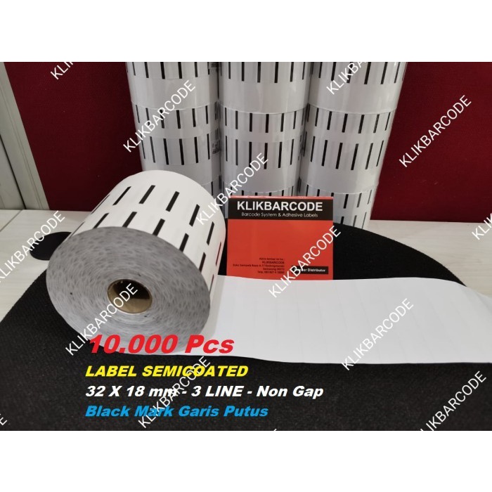 

label barcode 32 x 18 - 3 line, black mark strip, 10.000 label,non gap