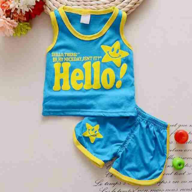 Setelan Anak Cowok Star Hello Blue Set 2in1 (baju, celana)