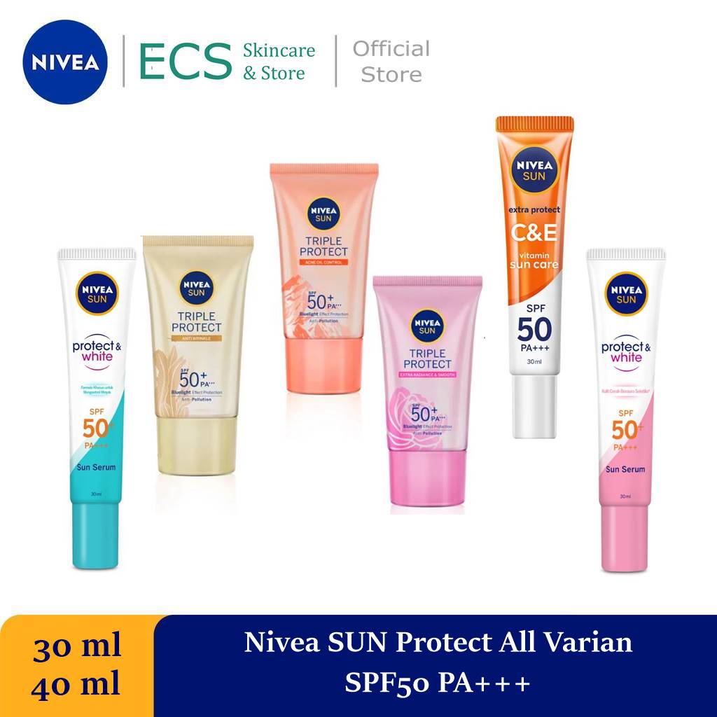 Nivea Sunscreen Wajah SPF50 PA+++ Sun Face Protect Series - Varian: Instant Aura / Oil control / C&amp;E / Triple Protect Hokkaido Rose / Anti Wrinkle Sun Serum Suncreen Nivea