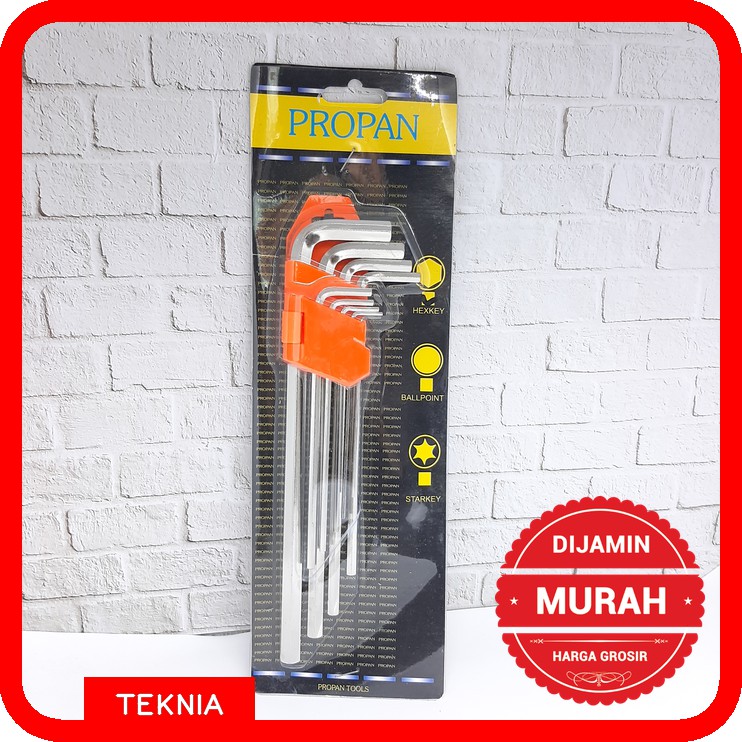 Kunci L Panjang Propan 9 Set - Long Flat Wrench Set - Hexagonal