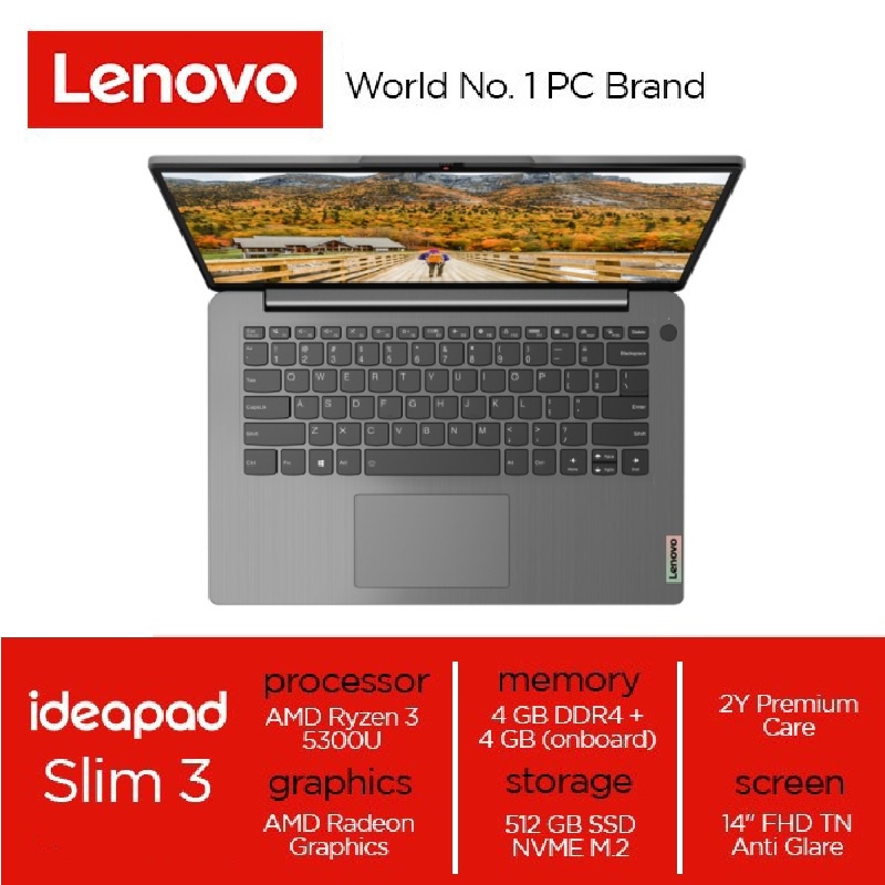 Laptop Lenovo Ideapad 3 14ALC6-47ID AMD Ryzen 3 5300U 8GB 512GB SSD AMD Radeon 14"FHD TN Win 10 + OH