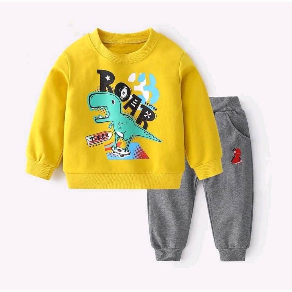 Baju anak laki laki umur 3 tahun Setelan Dinosaurus anak Setelan sweater anak