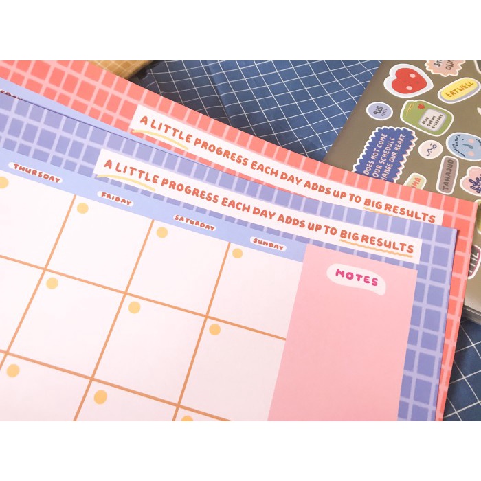 

[RESTOCK] Monthly Planner - A little progress each day adds up to big results - Pink (A3)