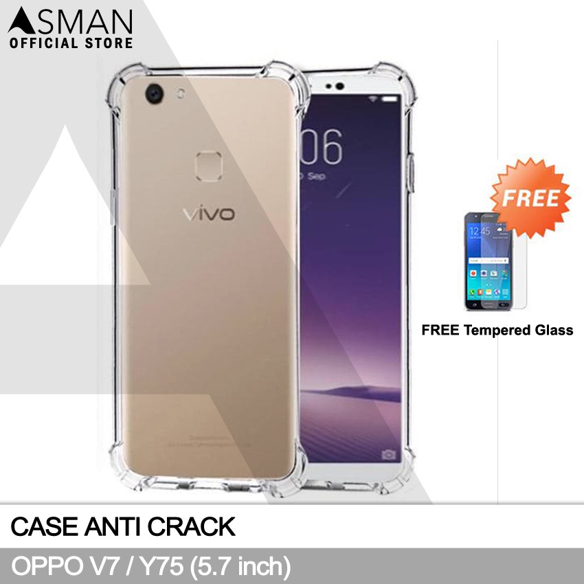 Anti Crack VIVO V7 / Y75 (5.7&quot;) | Soft Case Anti Bentur + FREE Tempered Glass