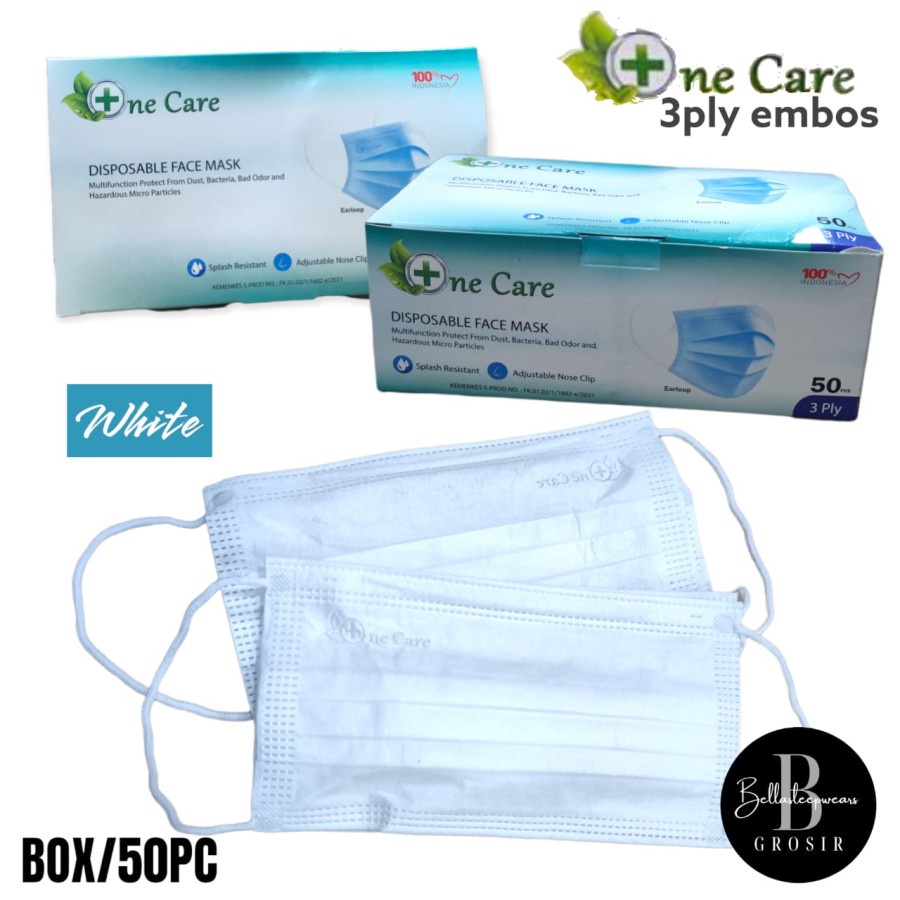 MASKER NECARE NE CARE 3PLY EARLOOP GREY ABU BIRU ISI 50 PC