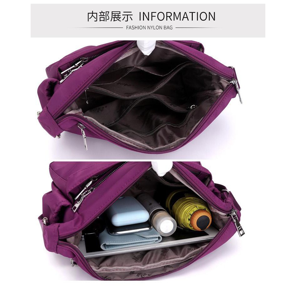 Popular Fashion Women Nylon Shoulder Bag/Tas Selempang waterproof J83