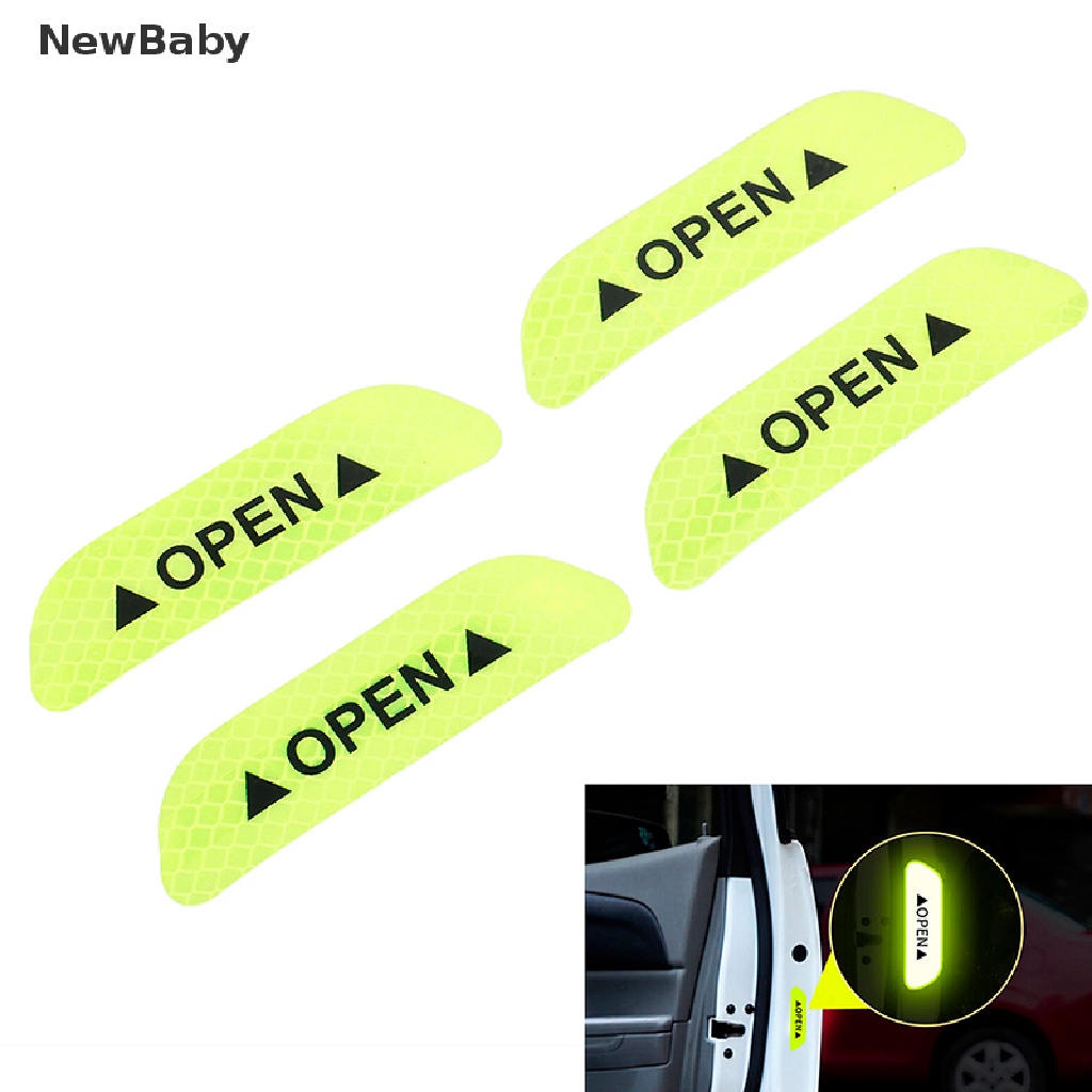 NewBaby 4x Fluorescent green car door open sticker reflective tape safety warning decal ID