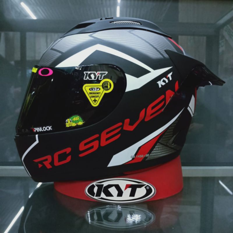 Jual KYT HELM RC7 MOTIF18 MATT BLACK RED DOFF PAKET GANTENG Indonesia