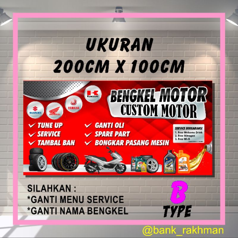 Jual Spanduk Banner Bengkel Motor Ukuran Cm X Cm Shopee Indonesia