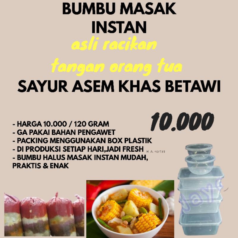 

BUMBU SAYUR ASEM KHAS BETAWI - BUMBU MASAK INSTAN MUDAH ENAK PRAKTIS