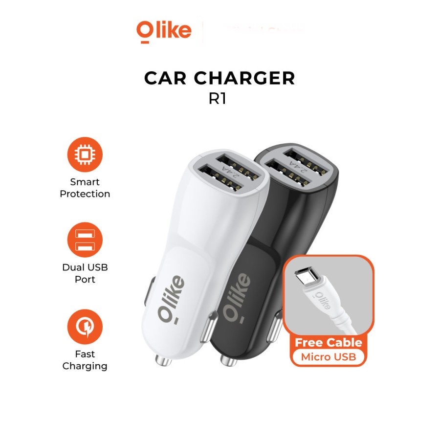 Olike Car Charger Mobil Dual Port USB Fast Charging 2.4A R1