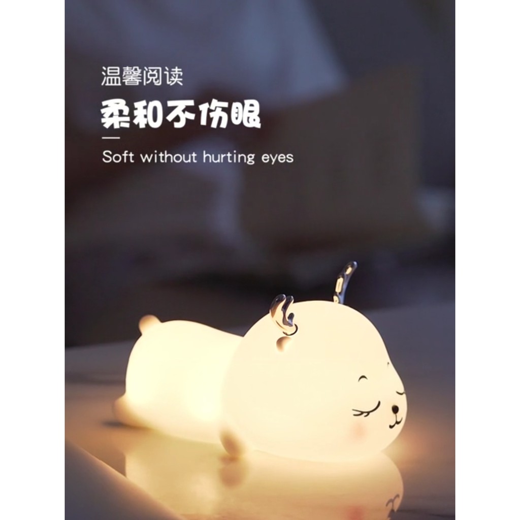 BONEKA Lampu Tidur Cute Baby Deer Soft Head Touch Dimmer