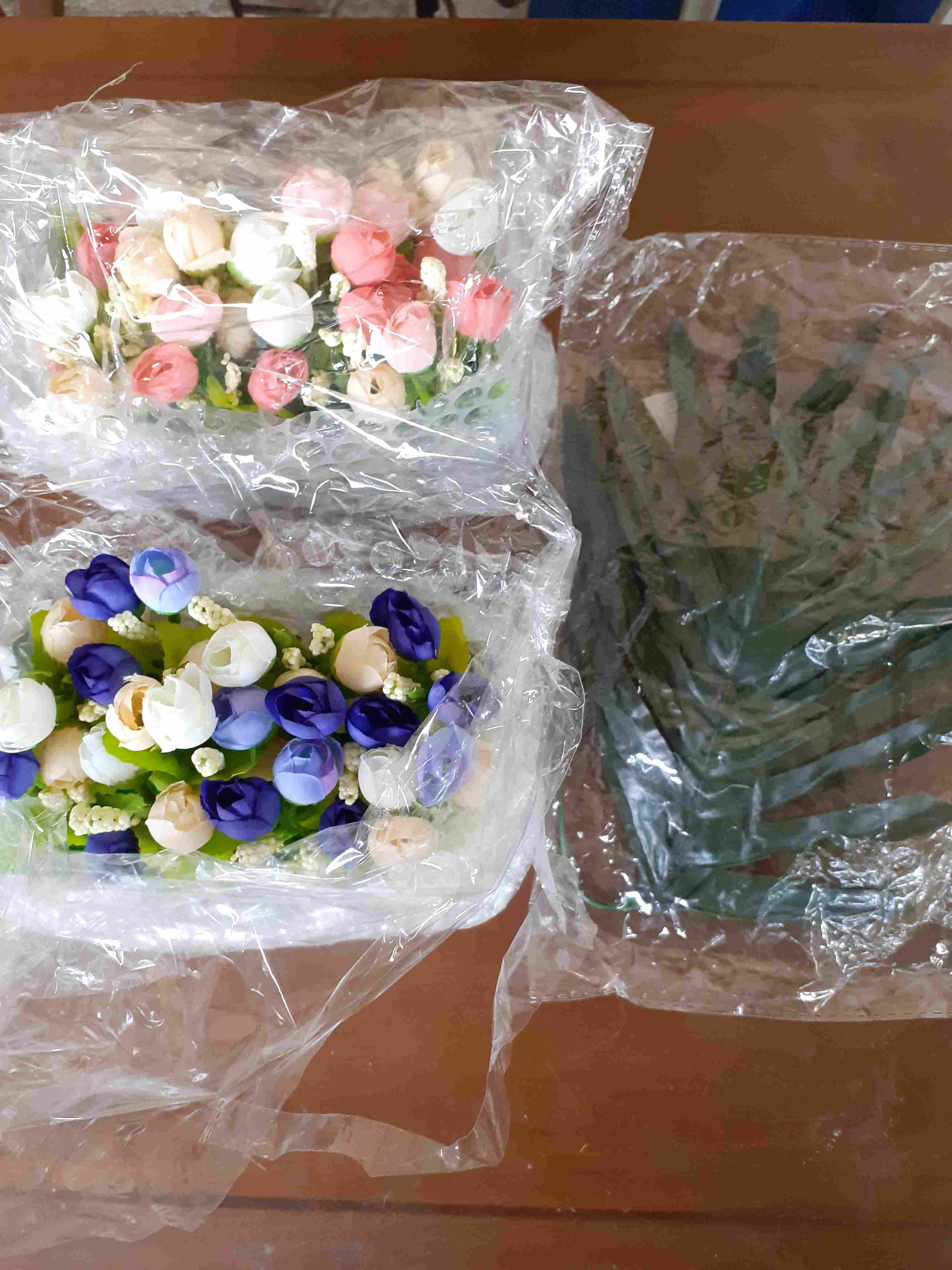 Vas Pagar Kayu Dan Bunga Mawar Lotus Artificial Shabby  Home Decoration